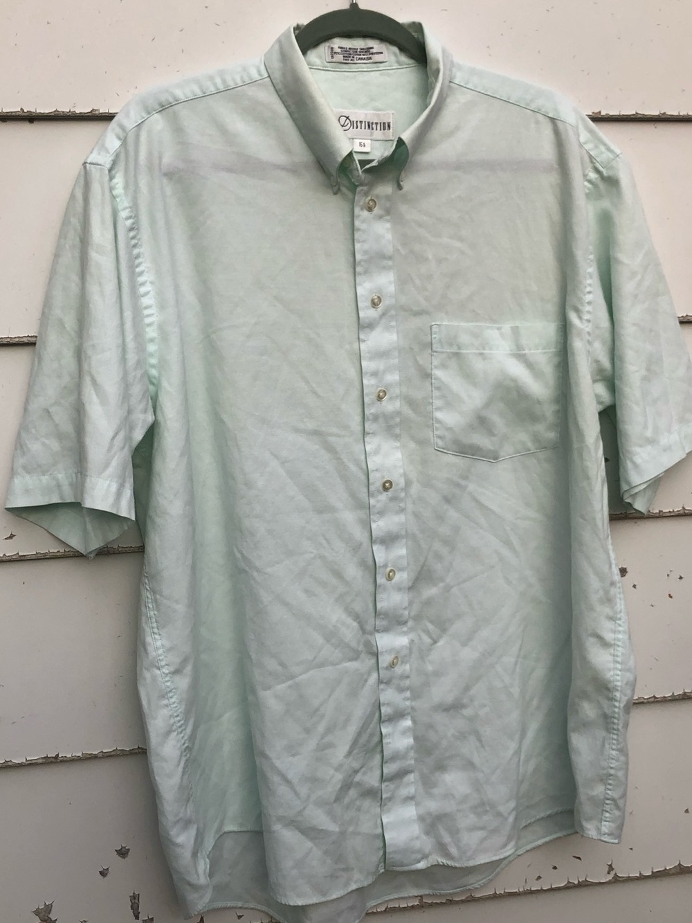 Vintage Distinctive Short-Sleeve Button-Down Shirt in Light Mint
